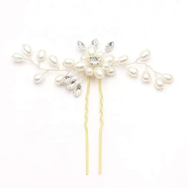 Elegant Bryllupshårnål med Perler / Blomst