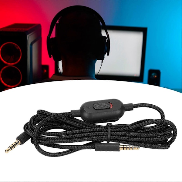 Gaming Headset Kabel Vævet Høretelefonledning Med Lydstyrkekontrol Og Lydløs-knap Til Logitech G Pro G Pro X G433 G233 Sort