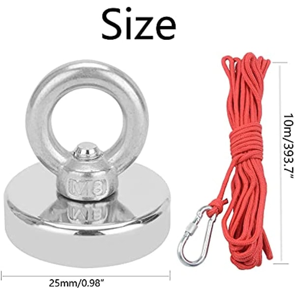 14 kg magnet fiskeri trækkraft super stærke fiskemagneter bjærgningsmagnet enkelt ring magnet fiskesæt med 10 meter bjærgningsreb med håndtag til