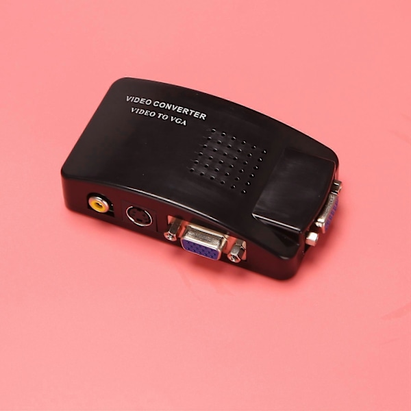 AV til VGA Adapter RCA VGA Konverter PC RCA Komposit S-Video AV Input til PC VGA LCD Output Konverter 12