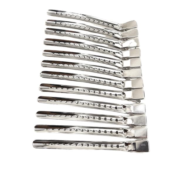 Alumiiniset hiusklipsit, 12 kpl, hopea L