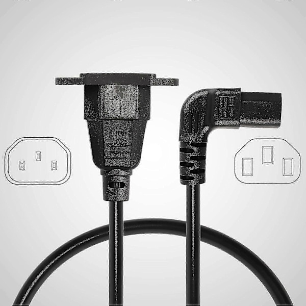 Panelmonterad C14 till 90 graders C13 PDU Strömförsörjningsförlängningskabel, IEC 320 C14 Hane till Vinklad C13 Hona 3-Pin Strömkabel för Skärmar, Datorer, etc