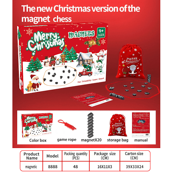 Magnetiskt Schackspel - Magnetiskt Brädspel - Roligt Magnetiskt Brädspel - Pusselstrategispel - Julgåva till Barn