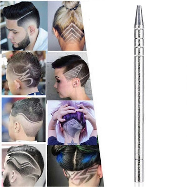 Multifunktionell Professionell Salong Skägg Hårstyling Graverad Rakkniv Penna Silver