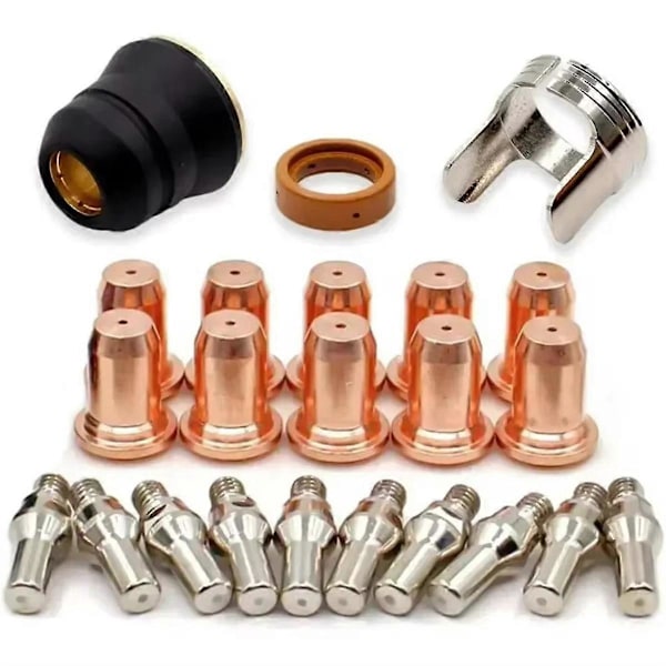 23 stk. PT-60 -40 PT40 Plasmaskærebrænder Tip 1,0 mm 51313 Elektrode 52582 Plasmaskærelygte