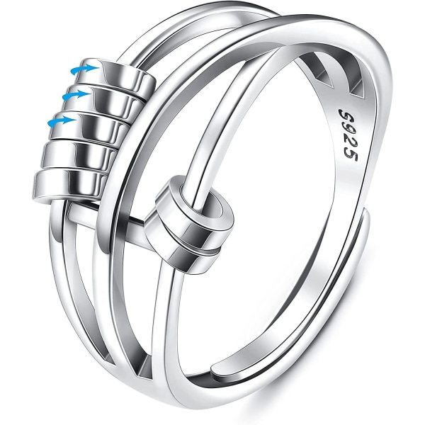 925 Sterling Silver Ring För Kvinnor Män Fidget Peace Ringar För Stress Reliever Present