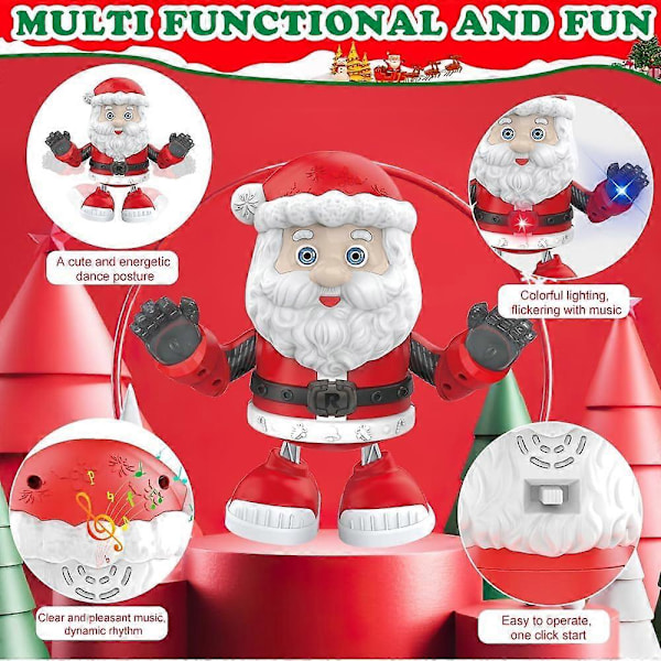 Elektrisk Tomte Leksak, Twerking Tomte, Skakande Tomte Dockor, Jul Elektrisk Dansande Musik Tomte med LED Ljus Docka Julgåva till Barn