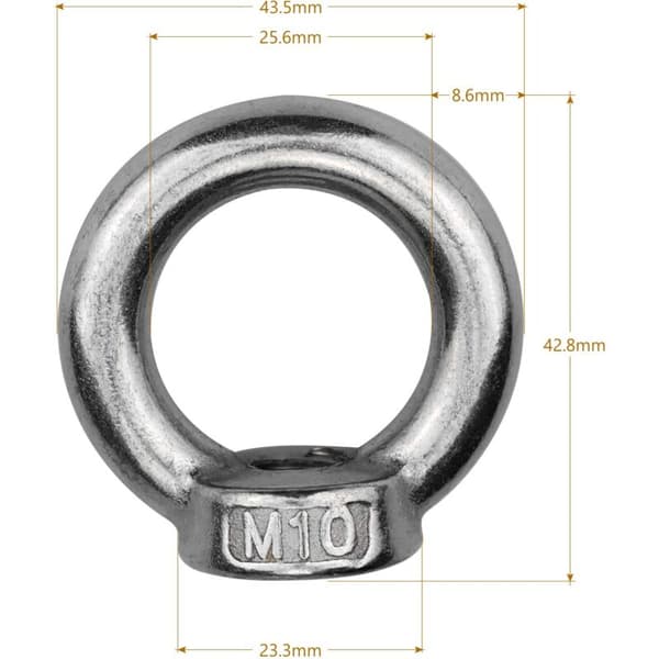 M10 Rostfritt Stål 304 Ringöglemutter Lyftmutter för Marin Klass Lyftmuttrar Ringmutter