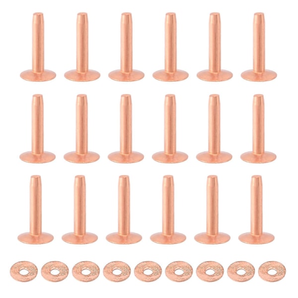 100 Set Koppar Nitar och Burrbrickor Läder Koppar Nitar Fäste för Plånböcker Kragar Läder