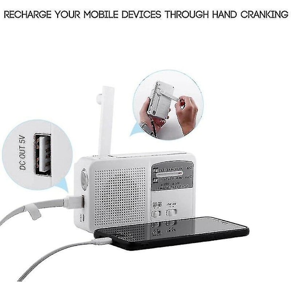Nödradio med solceller och handvev Självdriven, batteri USB laddning Fm/am-radio led ficklampa telefonladdare