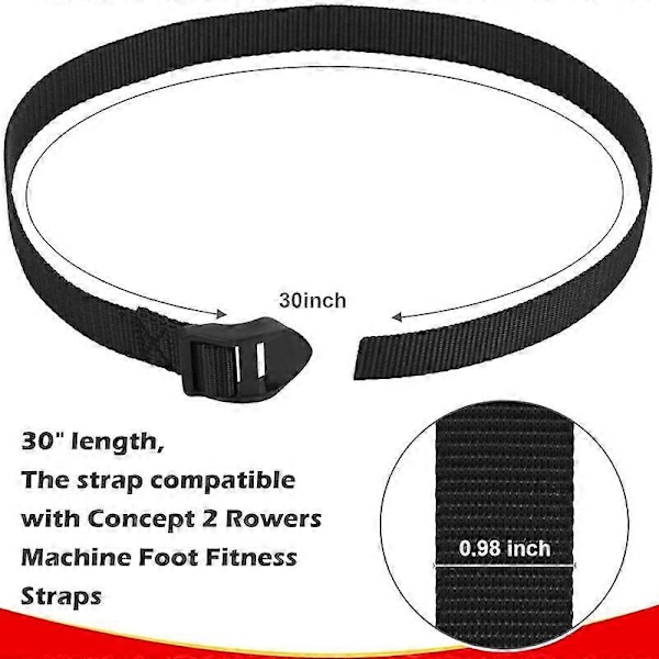 2-pakning Erstatningsfotstropper for romaskin, justerbare fotstropper for trening Multifunksjonell webbing snor Fitnesshjelpemiddel Tilbehør Fotstropper