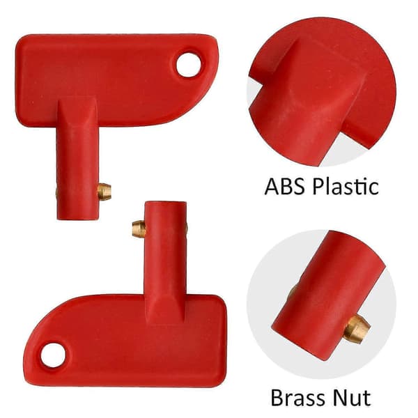 4 stk. Bilbatteri Afbryderskiftnøgle, Rød Batteri Isolator Afbryderskiftnøgle, Mini Batteri Kill Switch Reserve Nøgle, Isolator Afbryd Strøm Nøgler