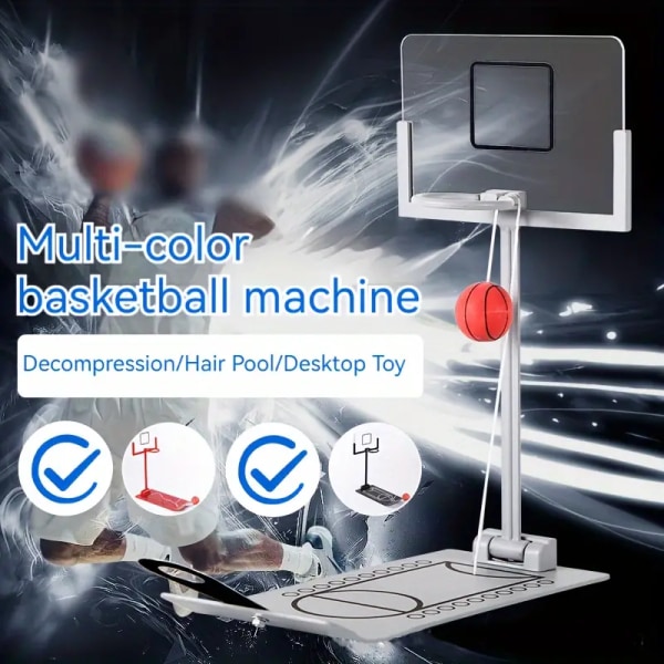 Desktop Basketball Office Desktop Legetøj， Kreativ dekompression sammenfoldelig opbevaring og bærbart festlegetøj silver