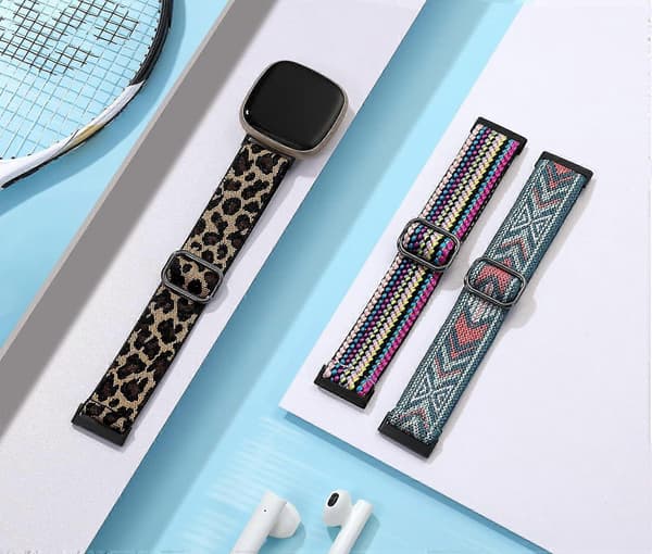 3-pak elastiske nylon urremme kompatible med Fitbit Versa 3/Sense