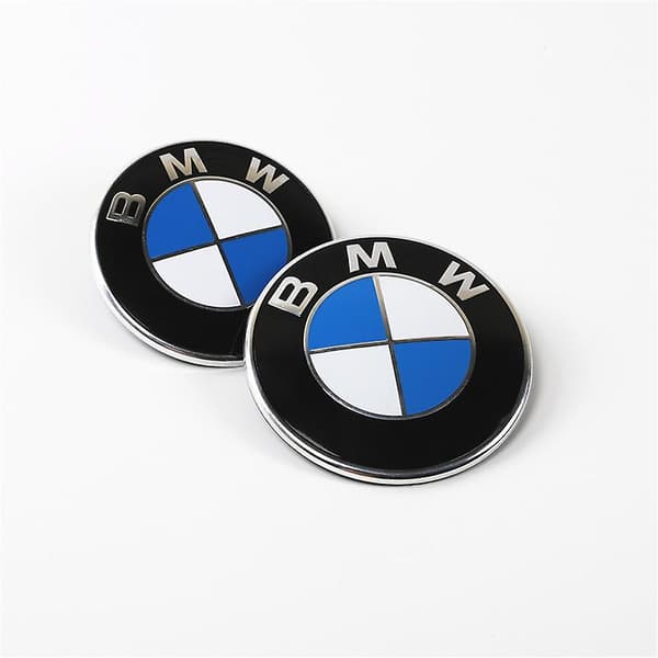 2 stk. Hætte- og Bagagerums-emblemer, Bilhætte Foran 82mm + 74mm til Alle Modeller E30 E36 E46 E34 E39 E60 E65 E38 X3 X5 X6 3 4 5 6 7 8