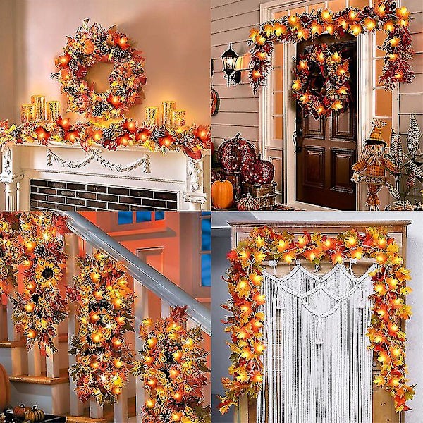 20 LED Ljusslinga Lönnlöv Konstgjorda Höstlöv LED Fe Garland för Jul Thanksgiving Fest Hem Dekoration123