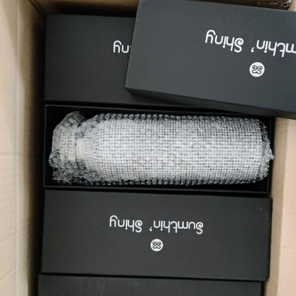 Timanttivesipullo Bling tekojalokivistä ruostumattomasta teräksestä valmistettu thermal ketjulla naisille tytöille -lahja - Jxlgv silver