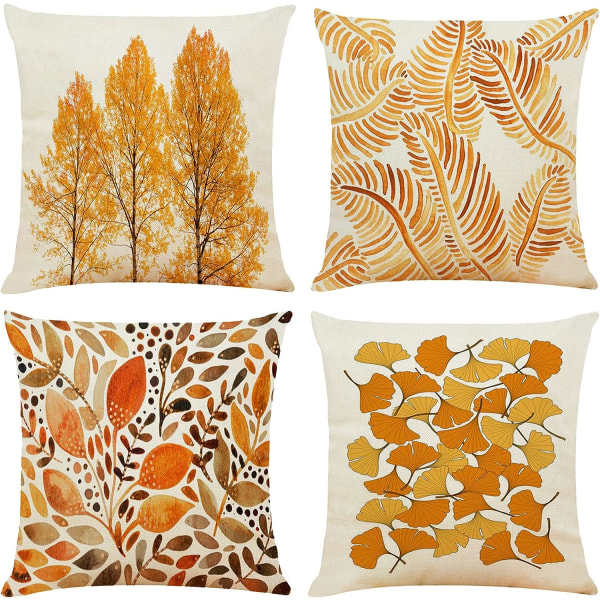 Pillowcases 18x18" Fall Leaf Decorative Pillowcases Set of 4