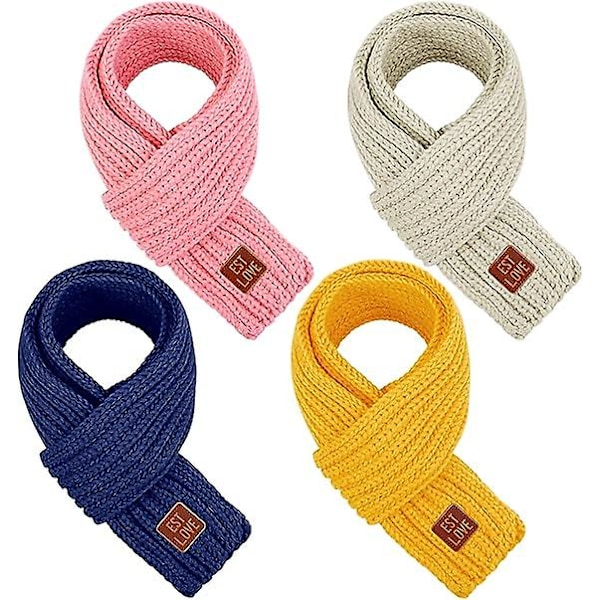 Toddor 4-pack Barnhalsduk Vinter Stickad Barnhalsduk Enfärgad Halsvärmare För Barn