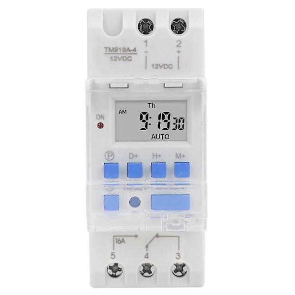 Viikoittainen ajastinkytkin 12V DC 16A LCD-näytöllä ja lähtölaskentatoiminnolla, irrotettava paristo