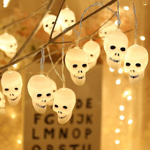 Led Skull String Lights Cute Halloween Light Decoration For Festival Party Bedroom Birthday (warm White, 3m 20leds)(1pcs)