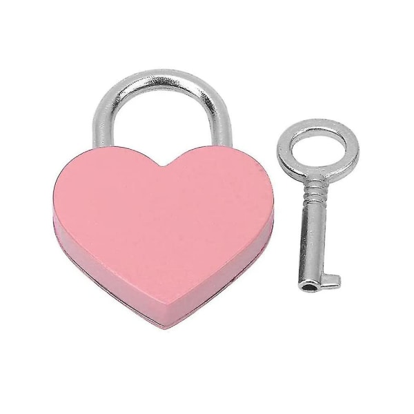 Pakke med 2 lovende 2 stk hjertelås med nøgle, lille hjerteformet kærlighedslås, mini metal hængelås