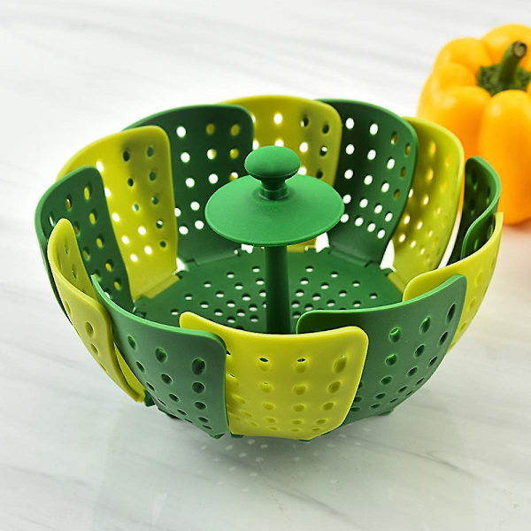 Lotus Dampkurv, Foldbar Dampkurv, Ridsefrit, Silikon, Grøn BPA-Fri, Køkkenudstyr