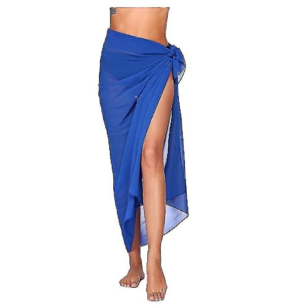 Dame Beach Sarong Pareo Chiffon Bikini Wrap Nederdel Cover Up Til Badetøj Blue