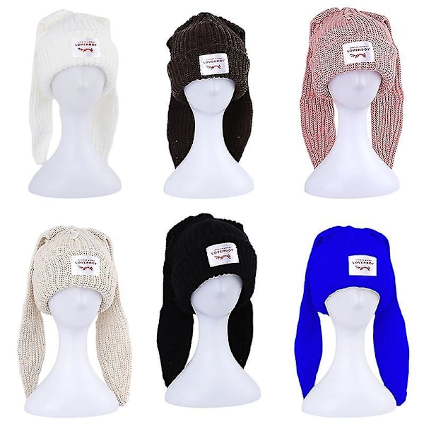 Kanin Långa Öron Hatt Stickad Hatt Varm Mössa Unisex Mössa Beanie Långa Öron Hatt Bunnyhat