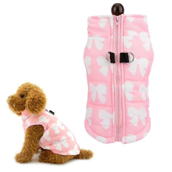 2023 Kæledyr vintertøj kæledyrstøj bomuldsfrakke vest hund varm bomuldsfrakke pink butterfly-L