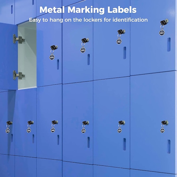 Anjetan nummererede tags, 100 stk. nummer 001-100 stempling nummer tags etiketter til klassificering, runde metal nummererede markering identifikation
