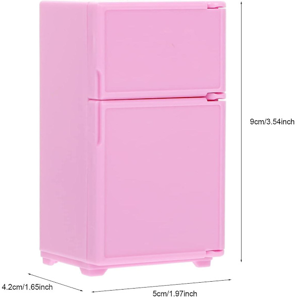 1:12 skala minikylskåp, dockhusmöbler miniatyrdockhusmöbler för dockhuskök (rosa)