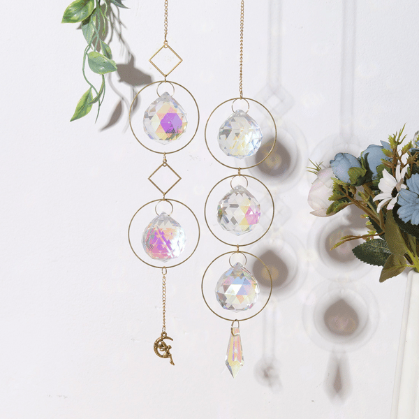 Kristallprydnad / Hängande dekorationer, 6-pack måne