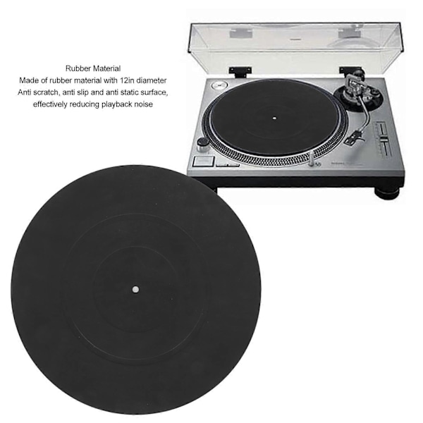 Skivtallriksmatta Vibrationsreducering Statisk Resistent Professionell Vinylskivematta För LP-skivspelare 12