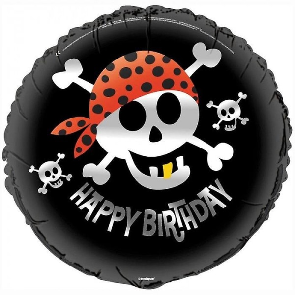 Material: Folie. Design: Pirat, Round, Skull And Crossbones. Tillfälle: Födelsedag. Observera: Kan fyllas med helium, levereras utan luft.