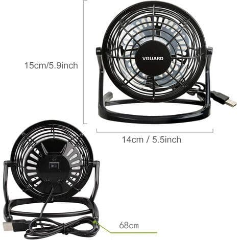 4-tums Mini USB-fläkt – 360° Rotation – Tyst för Kontor, Camping, Barnvagn – USB-driven – ABS-plast