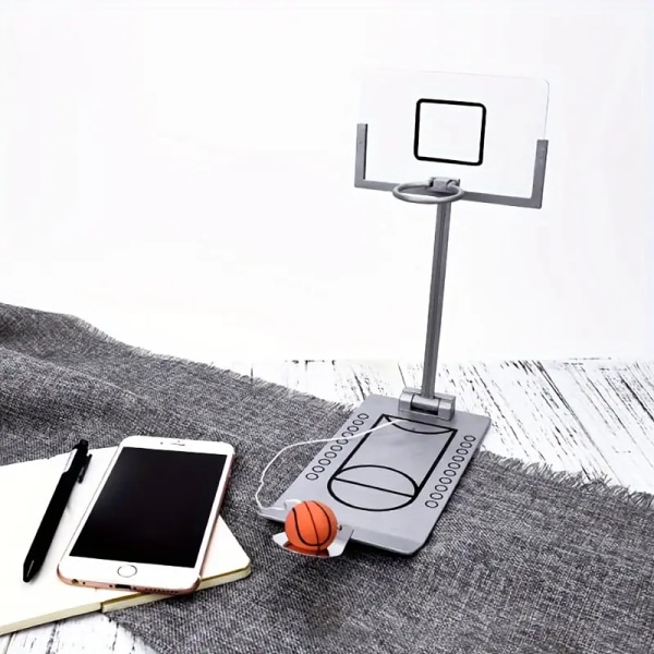 Desktop Basketball Office Desktop Legetøj， Kreativ dekompression sammenfoldelig opbevaring og bærbart festlegetøj silver