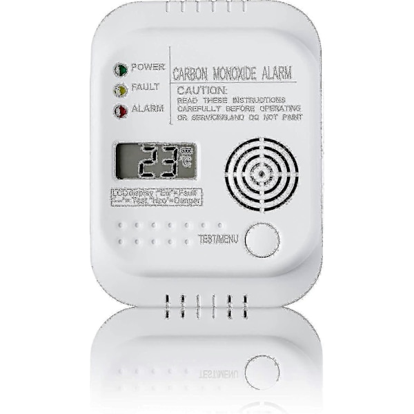 Bilmonoksiddetektor Batteridrevet Gassdetektor med Display og Termometer
