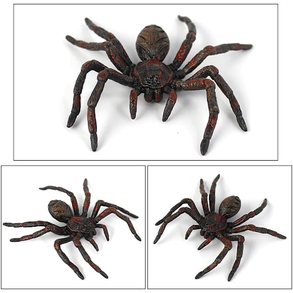 2-pakke realistiske edderkopper, leketøyspindel-dyrfigurer, (smal svart edderkopp)