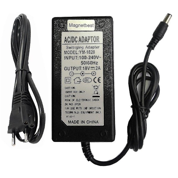 18v 2a Ac Dc Adapter 18v 2a 36w Växelströmförsörjningsadapter Laddare Dc 5.5*2.5/5.5*2.1 Mm