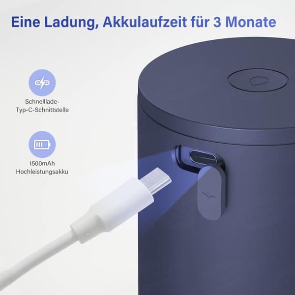 Automatisk såpedispenser, 320 ml skumsåpedispenser med USB oppladbart batteri, IPX4 vanntett berøringsfri såpedispenser med infrarød sensor, sett