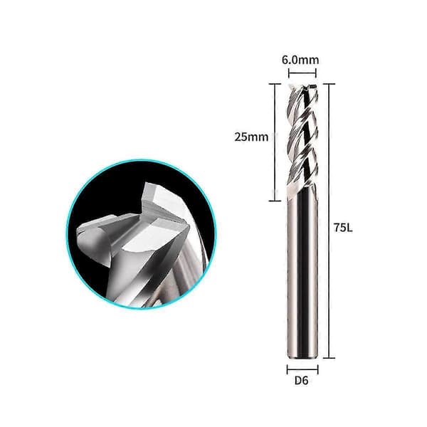 5 stk. 55 Graders Spiral Upcut Fræser Bits Sæt 6mm Solid Carbide CNC Træ Fræser Bits Til Træbearbejdning