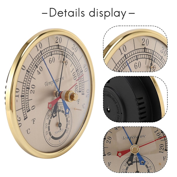 5 tommers Min Max Termometer Hygrometer Veggmontert Vegg Analog Innendørs Utendørs Regntålig Temperatur Hu