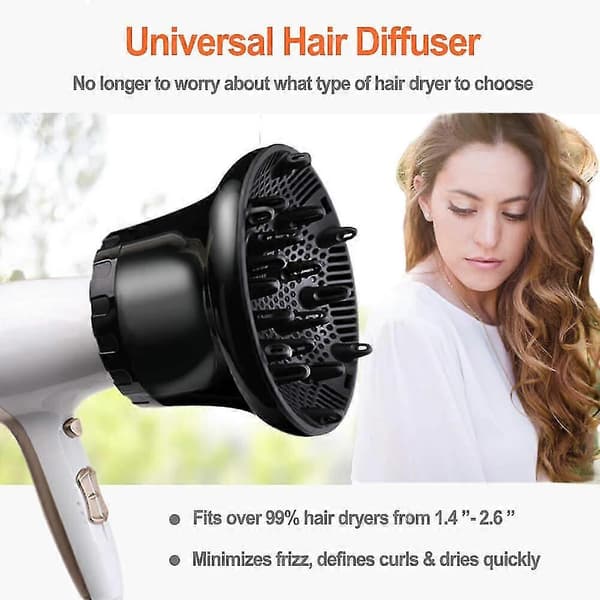 Universal Hår Diffuser, Hårføner Diffuser Feste For Krøllete Og Naturlig Bølgete Hår, Profesjonell Hårføner Diffuser