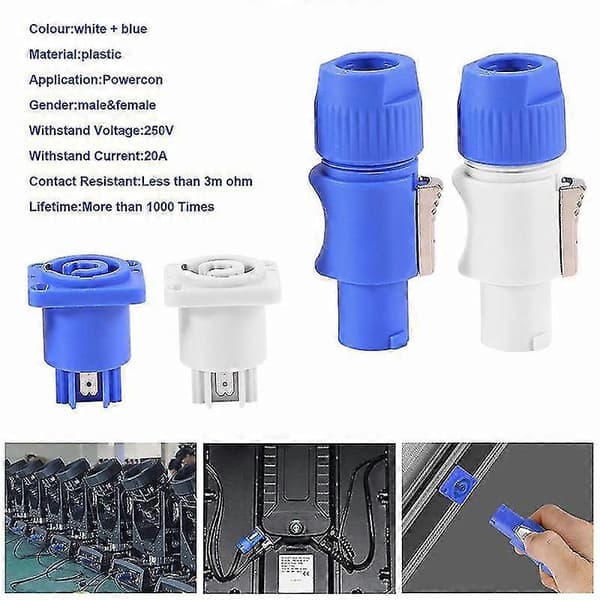 30 st/set Powercon Typ A NAC3FCA+NAC3MPA-1 Chassi Kontakt Panel Adapter