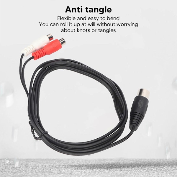 8-pin DIN til 2 RCA Adapterkabel 8-pin Hann til 2 Hunn RCA Kabel for Lydinstrumentutstyr 1,5 m / 4,9 fot