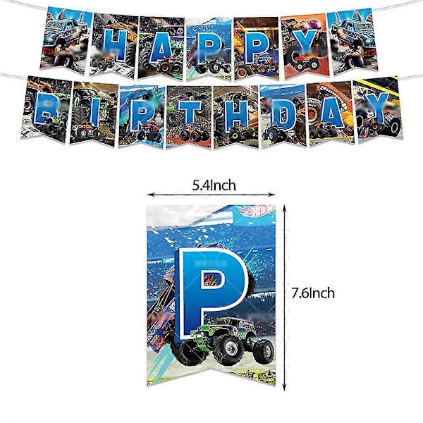 Monster Jam Maximum Game Födelsedagsfest Dekor Banner Tårtdekorationer Ballonger Set 12