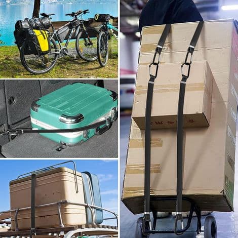 Elastiske bungee-snore med karabinhager, 3 x 100 cm elastiske stropper til cykler, motorcykler, kufferter, bagagebærere, en