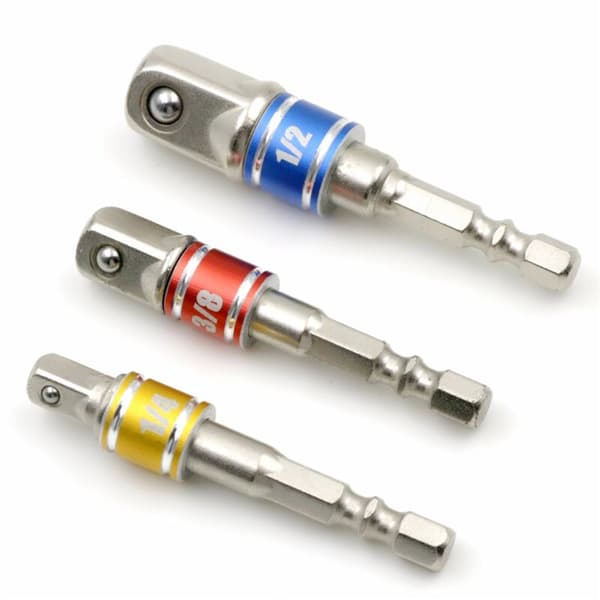 Sett med 3 slagpipeadaptere for 1/4\", 3/8\" og 1/2\" muttertrekkere