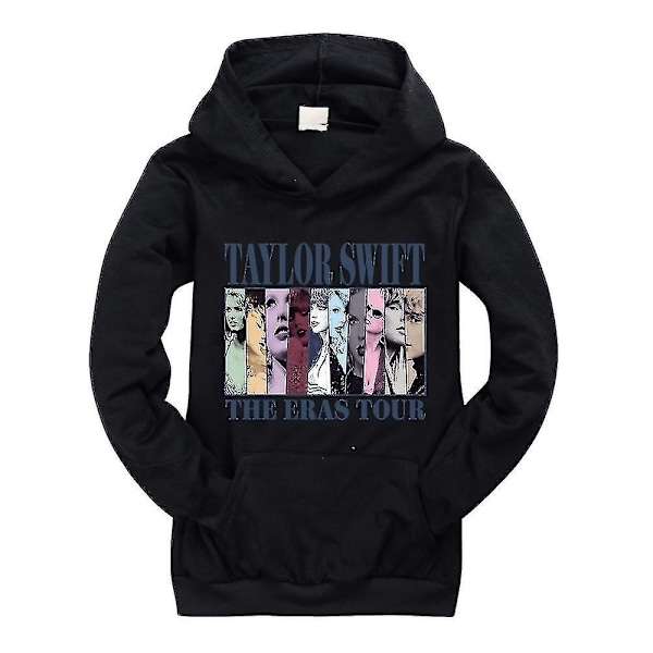 Pop Taylor Swift The Eras Tour Huppari Tytöille Pojille Hupullinen Paita Pusero Topit 9-14 Vuotiaille Lapsille Teineille Laadukas 13-14 Years Black-Black